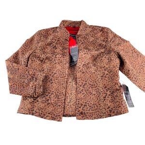 Pamela McCoy Womens Leopard Print Jacket with Shell 2 piece size Large NWT